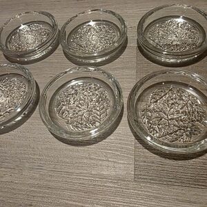 Set of Six Clear Glass Coasters